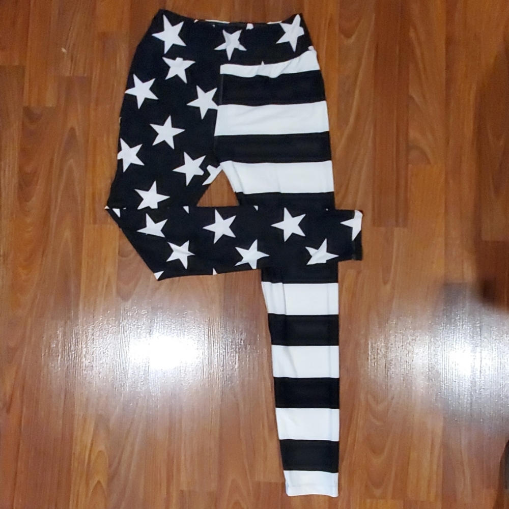 New Lularoe Black White Stars & Stripes OS unicorn